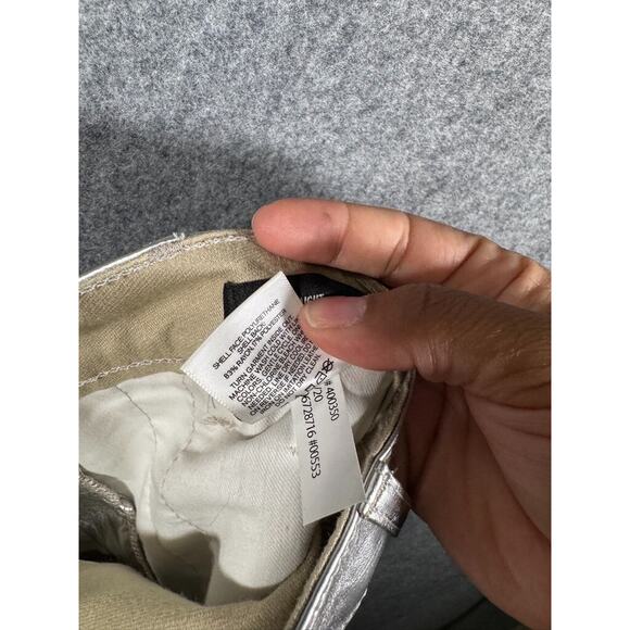 Express Pants Women 0 Metallic Silver Super High Rise Straight Cut Off - Picture 8 of 9